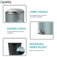 Poubelle à pédale ronde de 5 litres seau de rangement en acier inoxydable à fermeture silencieuse pour chambre poubelle poubelle