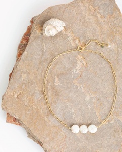 Collier de perles d'eau douce imperméable pour l'été, pendentif perle, chaîne épaisse dorée minimaliste, hypoallergénique, pour femme - Product Image 2