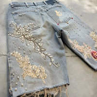DiZNEW 2025 Shorts en jean de créateur pour hommes |   Broderie de luxe en strass et perles, artisanat lourd et raffiné |   Jeans d'été sur mesure haut de gamme
