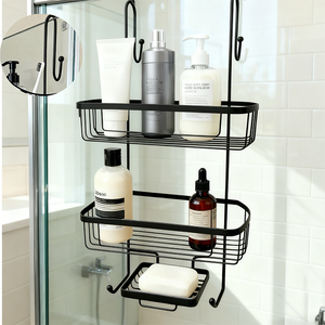 Estante de almacenamiento <span class=keywords><strong>colgante</strong></span> de dos niveles para <span class=keywords><strong>baño</strong></span> doméstico DaS, estante de ducha de hierro forjado con ganchos - Product Image 1