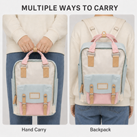 Sac à dos scolaire léger de couleur pastel avec logo personnalisé, compartiment pour ordinateur portable, sac à dos de voyage grande capacité pour étudiants et filles