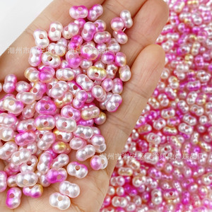 Perles d'arachide 4x8mm dégradées bicolores en résine plastique, perles intercalaires DIY pour chaînes de téléphone, pendentifs de voiture, porte-clés - Product Image 1