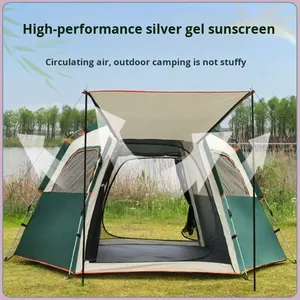 ऑक्सफर्ड डबल लेयर विस्तारित प्रकार गर्मी टेंट वाटरप्रूफ एक बेडरूम आउटडोर तह पोर्टेबल त्वरित-खोलने के लिए पूरी तरह से स्वचालित - Product Image 2
