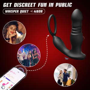 مدلك البروستاتا بـ7 أوضاع مع تحكم عن بعد عبر تطبيق وحلقة مزدوجة للتمدد، مناسب للرجال والنساء، سدادة شرجية خلفية مشتركة - Product Image 5