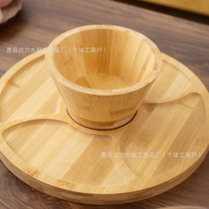 Wooden Serving <b>Tray</b> With Bowl Multifunctional Fruit <b>Snack</b> Plate For Living Room Household Use - Product Image 2