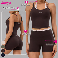 Комплект для йоги Janya Polka Dot Color Block из 2 предметов: топ с завязками на шее и спортивные брюки с высокой талией, спандекс/нейлон, для фитнеса и тренировок