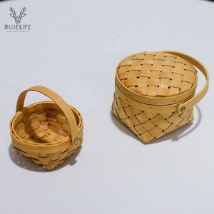 De alta calidad decorativa de madera tejido cesta de frutas con tapa y manejar - Product Image 1