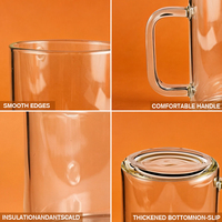 13oz Borosilicaat Glazen Mok Transparant BPA-Vrij Vaatwasser & Magnetronbestendig Aangepast Logo Groothandel Aanpasbare Geschenkverpakking RTS