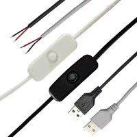 Nouvelle alimentation à interrupteur 5V, câble de connexion USB mâle 1,5 m à 2 fils, bouton marche/arrêt 501, 2A pour bande LED, lampe, ampoule, éclairage DIY