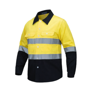 Chemise de travail réfléchissante <span class=keywords><strong>en</strong></span> coton pur orange fluorescent avec col rabattu, maille respirante, logo imprimé ou brodé personnalisé - Product Image 2