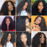 Perruque en cheveux humains bouclés avec dentelle frontale, perruques afro bouclées crépues en cheveux humains pour femmes noires, cheveux vietnamiens bruts, perruques frontales en dentelle HD