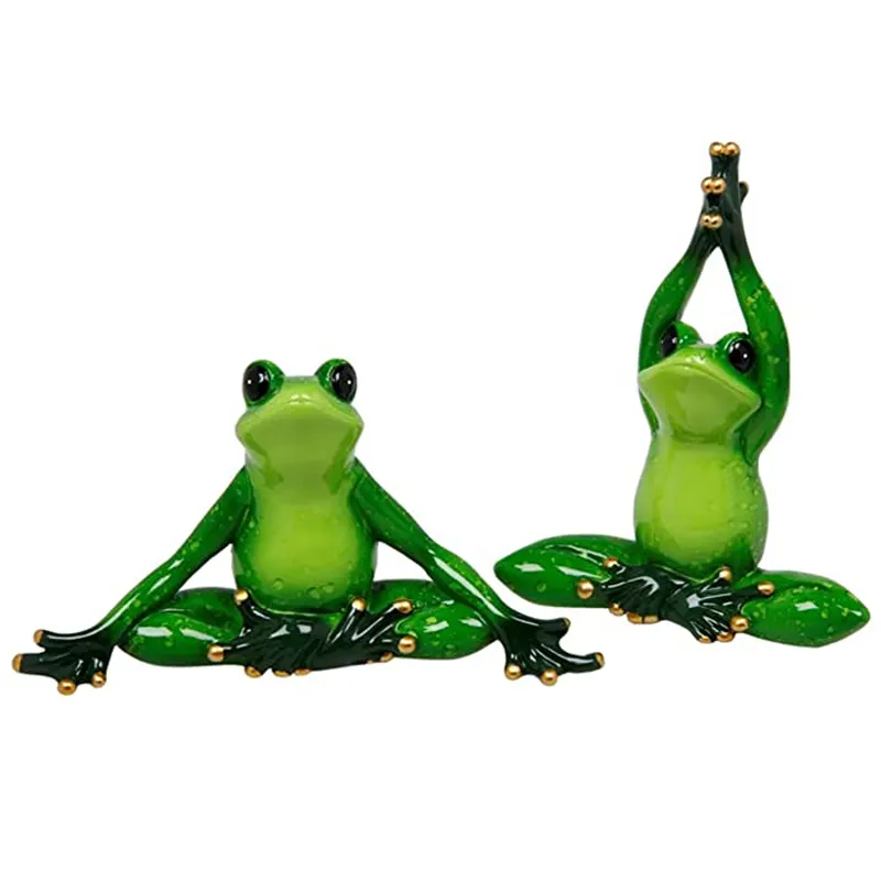 Custom garden home decor resin animal crafts ornament funny decor Customized green Yoga frog figurines