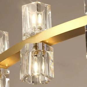 Lámpara de Araña Moderna de Dos Niveles con Anillos de Cristal y Acabado Dorado para Vestíbulos de Hoteles, Villas y Proyectos de Salas de Estar - Product Image 5