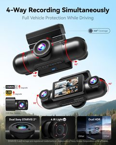REDTIGER Dealer VP40 Caméra embarquée 4 canaux 360° Double STARVIS 2 WiFi 5,8 GHz Vision nocturne 4 objectifs réglables GPS Boîte noire de voiture - Product Image 2