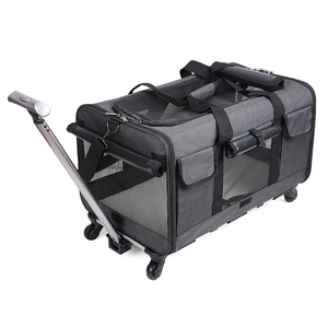 फैशनेबल ऑक्शफोर्ड पालतू यात्रा वाहक बैग लुभावनी फोल्डेबल कुत्ते/बिल्ली ट्रॉली पहियों और जिपर बंद - Product Image 5