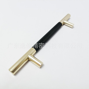 Manija de gabinete en forma de T de acero inoxidable con agarre antideslizante negro, diseño minimalista para accesorios de ferretería de armarios - Product Image 4