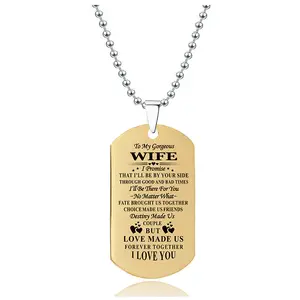 Ywganggu Fashion Men Gold Plated Pendant Stainless Steel Custom Gold Plated Letter Pendant Necklace Jewelry For Family Friend
