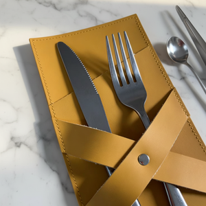 Porte-<span class=keywords><strong>couverts</strong></span> vintage, organiseur d'ustensiles portable, étui en cuir PU pour <span class=keywords><strong>couverts</strong></span>, pour une table de restaurant élégante - Product Image 5