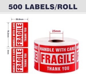 Etichette Fragile 3 x 2 Pollici con Manico, 500 Adesivi Fragili <span class=keywords><strong>per</strong></span> Spedizioni e Traslochi, Adesivo Permanente di Grado Commerciale <span class=keywords><strong>per</strong></span> Vetro - Product Image 2