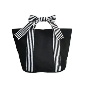 2024 Hottest products Wholesale women's bag bow canvas bag women shopping daily light handbag