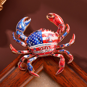 Broche de esmalte con forma de cangrejo, con campana de aleación colorida <span class=keywords><strong>y</strong></span> bandera estadounidense, recuerdo del 250 aniversario - Product Image 1