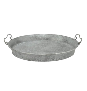 Bandeja de servicio galvanizada con mango de madera Bandeja de servicio galvanizada Bandeja de metal de mesa de granja de estilo clásico - Product Image 5