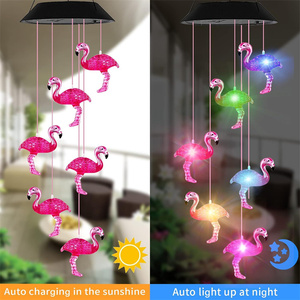 Carillons éoliens rustiques solaires Flamingo Garden Decor Yard Mom Women Girl Love Gift Night Lamp Led Lights Outdoor Solar Wind Chime - Product Image 4