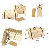 Mini valise de voyage 10/20/50 pièces, boîte à bonbons en papier kraft, chocolat, cadeau, sac d'emballage, décoration de fête d'anniversaire de mariage
