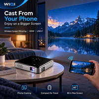 Projecteur DLP de poche avec diffusion sans fil du téléphone, HDMI, USB-C, compatible 1080P pour smartphone, divertissement à domicile, distributeurs