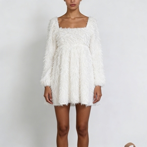 Vestido Mini <span class=keywords><strong>de</strong></span> Piel Sintética Personalizado <span class=keywords><strong>para</strong></span> Mujer, Cuello Cuadrado, Manga Abullonada, Estilo Línea A, <span class=keywords><strong>para</strong></span> <span class=keywords><strong>Fiesta</strong></span>, Cita Nocturna, Invierno, Vacaciones, Estilo Elegante - Product Image 1