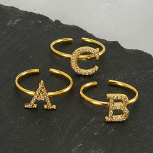 Anillos Ajustables con Iniciales de Letras, Chapados en Oro de 18K, Regalo para Adolescentes, Anillo Moderno que No se Deslustra, Regalos de San Valentín, Joyería - Product Image 4