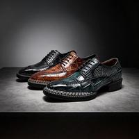 Chaussures Derby en cuir tissées BV, couleur noire peinte à la main sur la semelle, style rétro business
