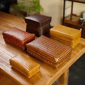 Handmade Bamboo Woven Storage <b>Box</b> Rectangle Lacquered Craft <b>Gift</b> Home Use - Product Image 1