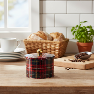 1.3L Plaid(Ekose) Food Storage & Container Ø140x100 mm Metal round Canister Knob <b>Handle</b> - Product Image 3