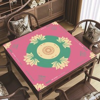 Tapis de jeu de mahjong américain floral Lotus, antidérapant, en caoutchouc, carré, avec règles de mahjong imprimées, couleur personnalisée disponible