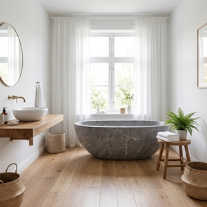 Baignoires ovales modernes sur mesure de luxe, exclusives, en marbre noir/Nero Marquina, autoportantes, pour salle de bain, villa, hôtel - Product Image 6