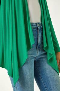 Women's Green <strong>Waterfall</strong> Front Jersey Knit <strong>Cardigan</strong> Casual Open Front Long Sleeves Autumn Season Outerwear Polyester - Product Image 6