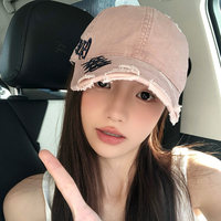 Gorra de Béisbol al por Mayor, Ajustable, con Decoración de PVC Rosa, para Mujer, Sombrero para el Sol