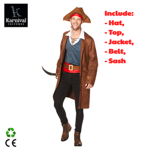 Disfraz <span class=keywords><strong>de</strong></span> Pirata <span class=keywords><strong>Jack</strong></span> Sparrow para Hombre Adulto, para Halloween, Carnaval, Juego <span class=keywords><strong>de</strong></span> Rol, Disfraz <span class=keywords><strong>de</strong></span> Película y Televisión, Color Marrón, Marca Karnival - Product Image 2