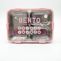 Boîte à lunch en acier inoxydable à 3 compartiments, boîte bento portable pour enfants, bureau, école, conteneur de stockage alimentaire
