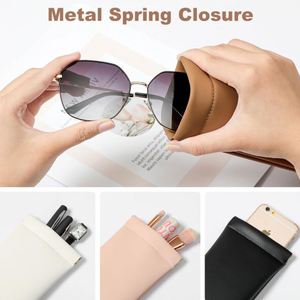 Soft PU Leather Eyeglass <b>Case</b> Travel Large Sunglasses Pouch Auto-closure Portable Reading <b>Glasses</b> Bag - Product Image 3