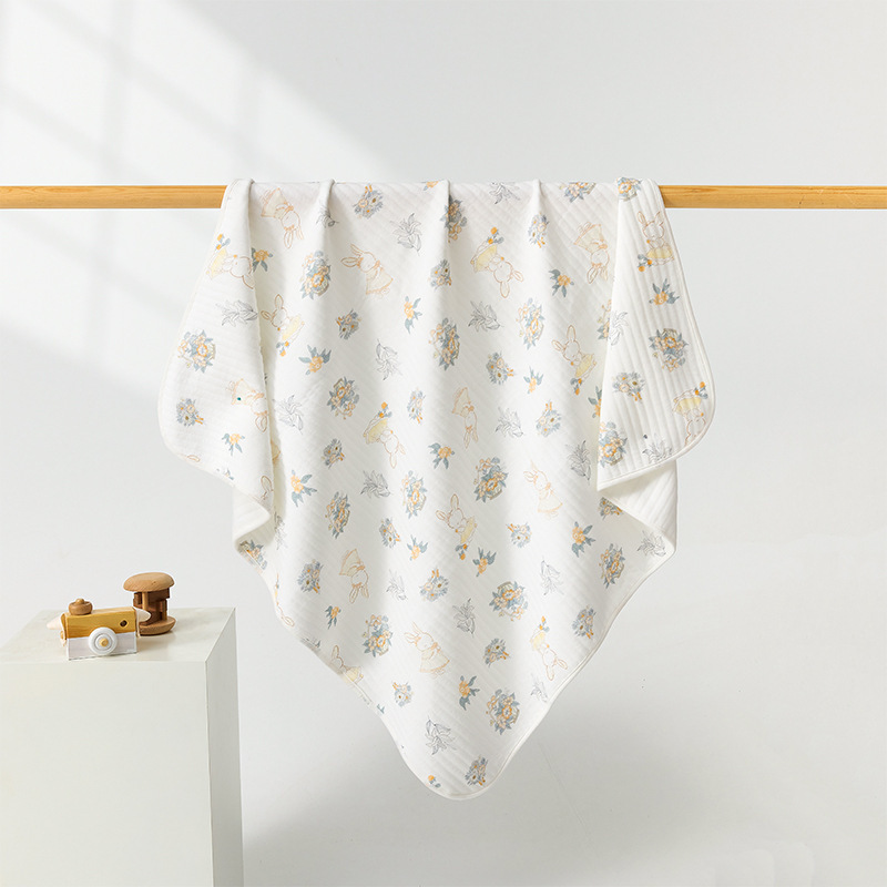 Floral white rabbit warm wrap (90*90cm)