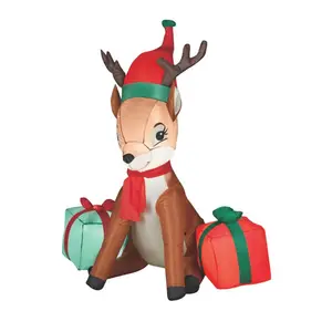 Надувная Рекламная модель, рождественские украшения, мультяшный надувной Санта, Рождественский олень