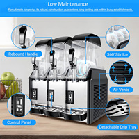 Machine à slushie électrique commerciale moderne multifonction à boutons-poussoirs en acier inoxydable, capacité 36 litres, 1100W, faible bruit pour