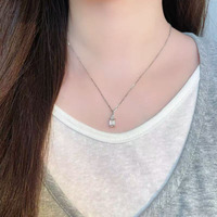 Collier pendentif dégradé en or rose et blanc 18 carats avec diamant rose de laboratoire fantaisie taille émeraude, bijou fin pour femme