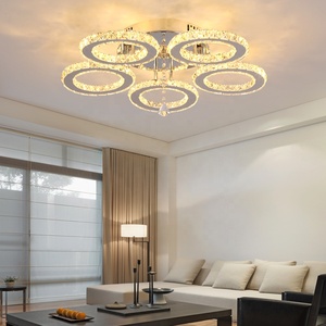 Lampada da soffitto a LED moderna a 5 anelli di cristallo per l'illuminazione del soggiorno della camera da letto - Product Image 3