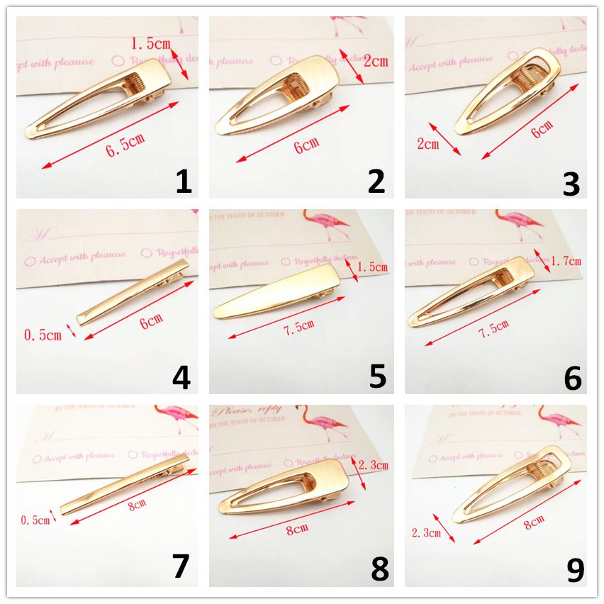100 шт. 18 видов стилей в форме сердца в форме короны кролик металлический Aligator зажим для волос цвета: золотистый, заколки утконоса Шпилька для девочек DIY головные уборы ремесла