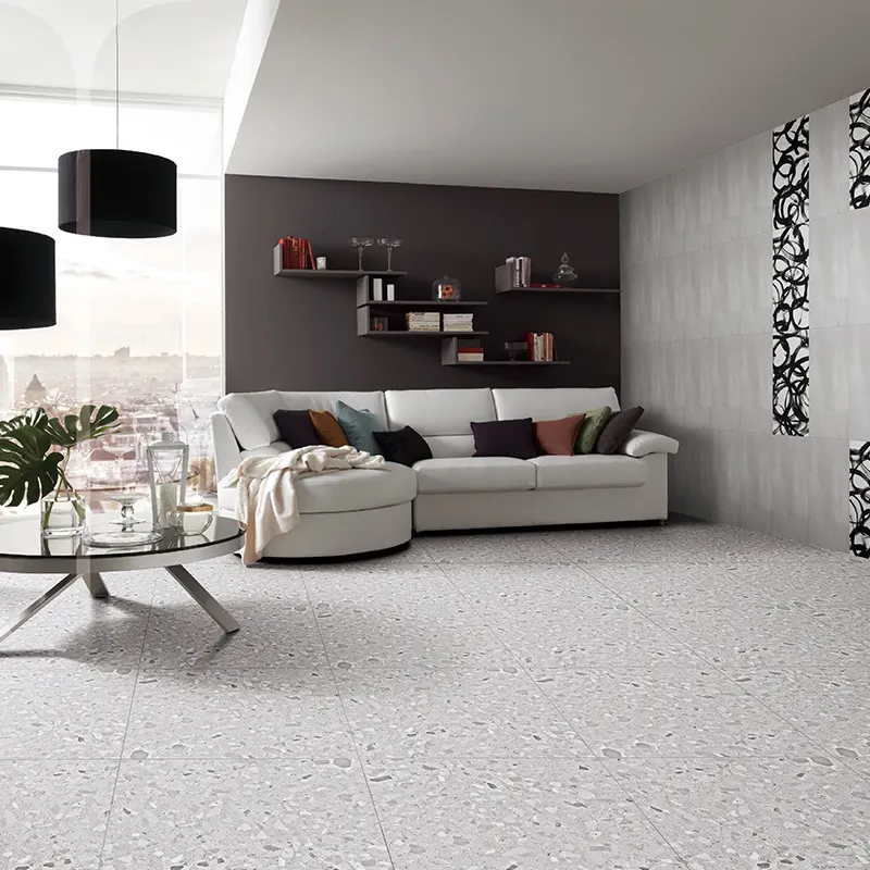 ZiBo Honor Nhà Sản Xuất Màu Xám Nhạt Terrazzo Gạch Lát Sàn Bên Ngoài Bằng Gốm