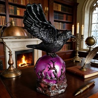 Lampe de table gothique européenne en résine Raven's Moonlight, corbeau LED 2700K, blanc chaud doux, E26, pour chambres à coucher, décoration intérieure, garantie 1 an