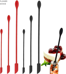 Heat Resistance Kitchen Baking Spatula Set 3 Piece <strong>Duel</strong> End Long Handle Mini Silicone Spatula Thin Tiny Jar Scraper - Product Image 1